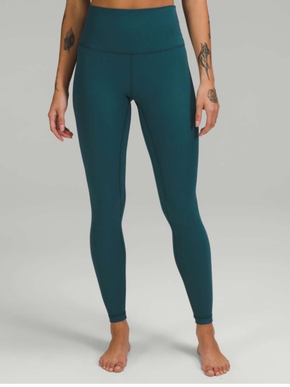 lululemon athletica Women’s Ribbed Leggings in Teal Blue-Green